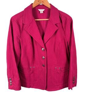 Christopher & Banks Women's Size Large Pink Wale Office Blazer Jacket